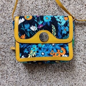 Vera Bradley Patricia Crossbody Bag Midnight Blues Small Yellow Blue Purse